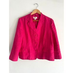 Talbots VTG Irish linen jacket classic casual vacation resort wear pink women 12